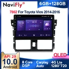 6G + 128G QLED Android 10 автомобильное радио TOYOTA YARIS VIOS 201420152016 Мультимедиа GPS навигация Navi плеер Авто Стерео 2din WIFI