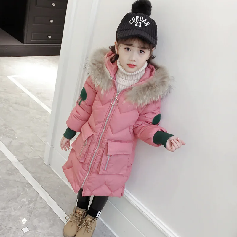 Пуховики для девочек теплая верхняя одежда малышей плотные пальто ветрозащитные