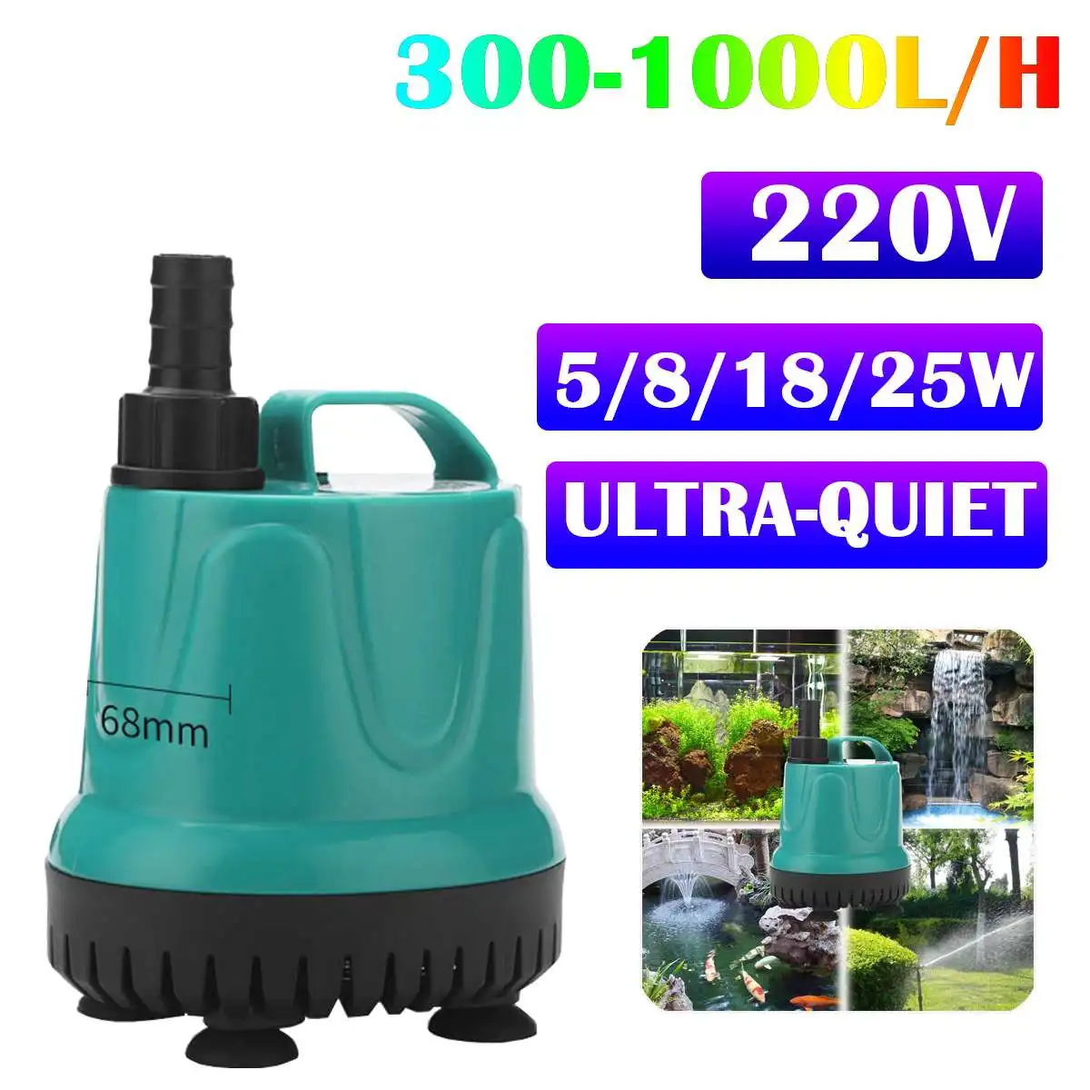 

5/8/18/25W Ultra-quiet Mini Brushless Water Pump Submersible Water Fountain Pump Filter Waterproof Submersible Fountain Aquarium