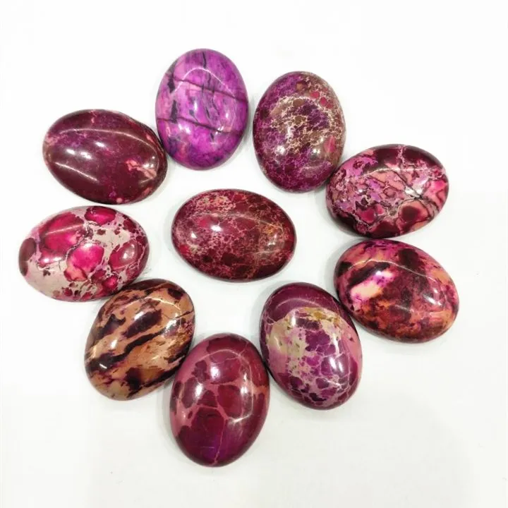 

10pcs Nature Pink Imperial Jasper Stone Cabochons Oval Shape 15X20MM Beads Cabs Loose Jewelry Findings Top Selling Diy Beads