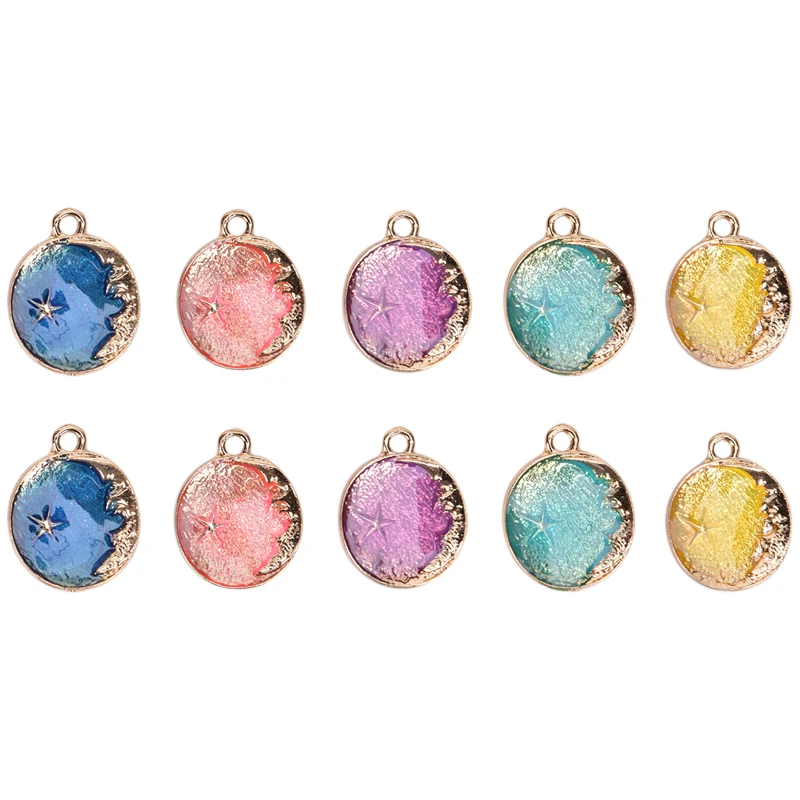 Голубая эмалированная металлическая Луна и Вселенная цветные амулеты для