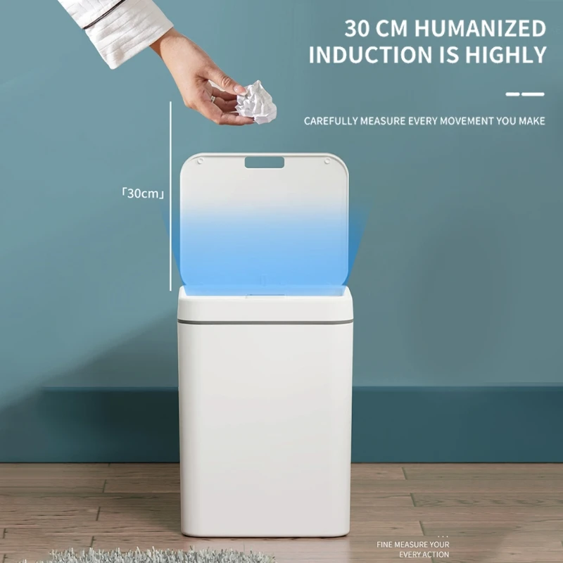 

4 Gallon Trash Can Automatic Touchless Intelligent Induction Motion Sensor Waste Bin Kitchen Office Bathroom Waste Garbage Bin