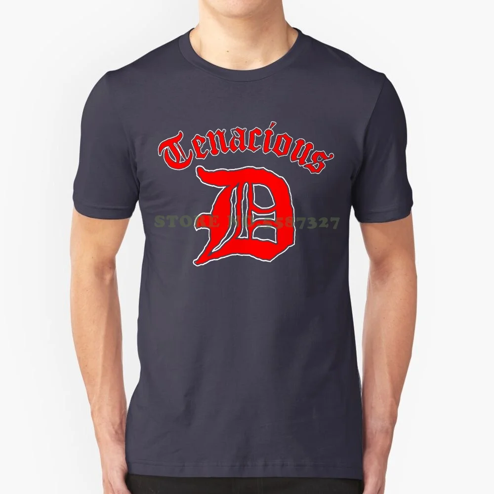 

Short Sleeve O-neck Cotton Tshirt Tenacious D Red Logo Black T Shirt Jack Black Pick Of Destiny
