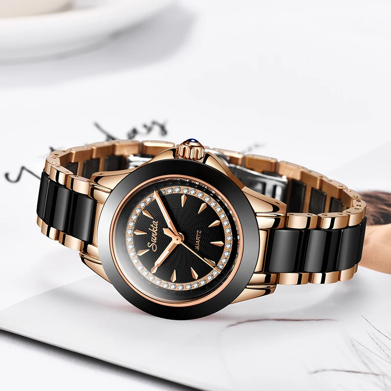 SUNKTA Quartz Women Watches Ceramics Stainless Steel Watches Women Top Luxury Brand Ladies Boutique Bracelet Watch Reloj De Dama enlarge