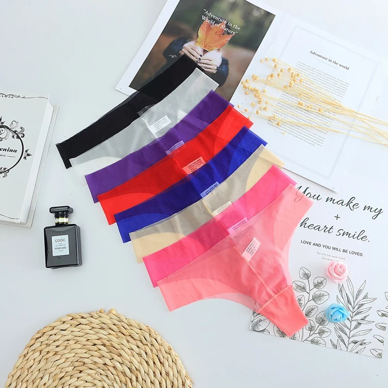 2019 New Thong Women's Mesh No Trace One-piece Ultra-thin Ladies Panties Sexy Solid Color Low Waist G-String For Women | Тематическая