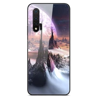 glass case for huawei nova 6 5g phone case back cover with black silicone bumper star sky pattern