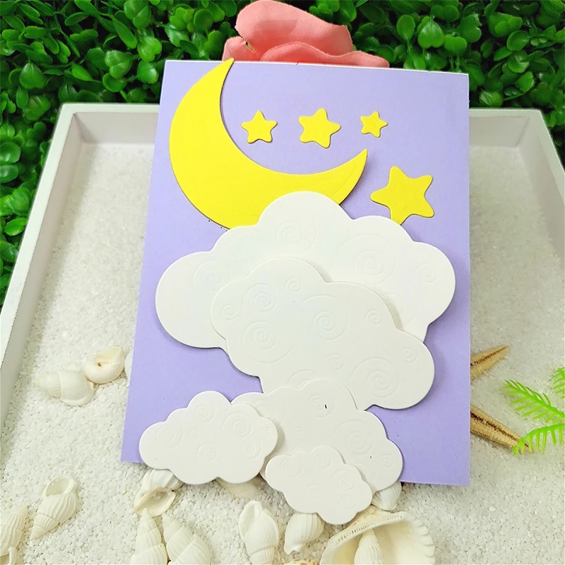 

Suitable for Christmas metal cutting die and DIY scrapbook album 3D greeting card making creative cloud Moon Star 2021 NEW