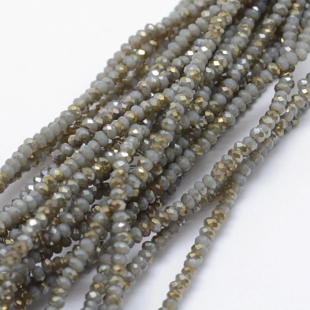

1Strand Electroplate Glass Beads Strand Imitation Jade Half Rainbow Plated Faceted Rondelle Dark Slate Gray 2.5x1.5mm Hole:0.5mm