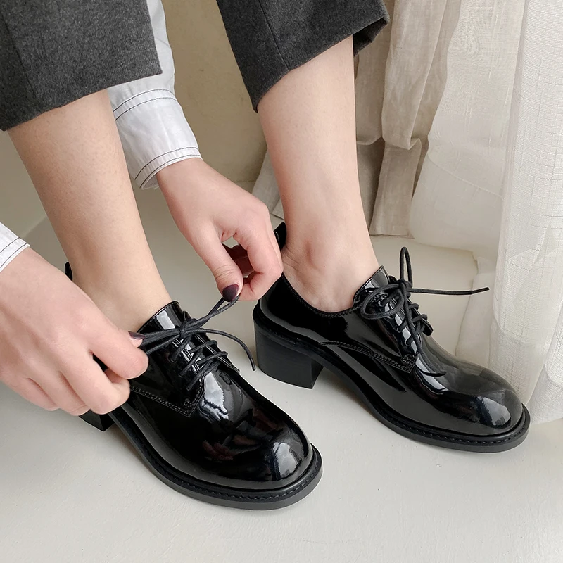 

New Fashion Patent PU Spring Pumps Fashion Square Toe Dress Pumps Women 2020 Office work shoes Heel Shoes Woman
