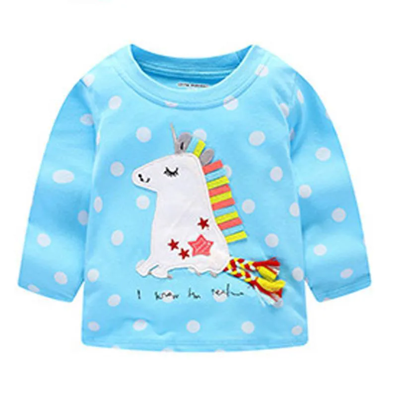 Little maven 2-7Years Детская Одежда Животных Кролик Малышей Девушки С Длинным Рукавом Футболка Единорог детская Девушка Детская Одежда - Цвет: 50899 same picture
