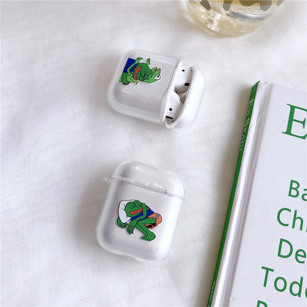 Мультяшный Sad чехол с лягушкой для Apple AirPods беспроводные Bluetooth наушники Pepe Memes мягкий прозрачный чехол для Airpods