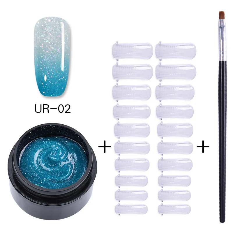 3Pcs set 2 UR SUGAR 15 мл голографический Блестящий Быстрый строительный поли набор для маникюра гель-лаком тепловой поли гель продлевающий половой акт лак кончик ногтей строительный УФ-гель - Цвет: 3Pcs set 2