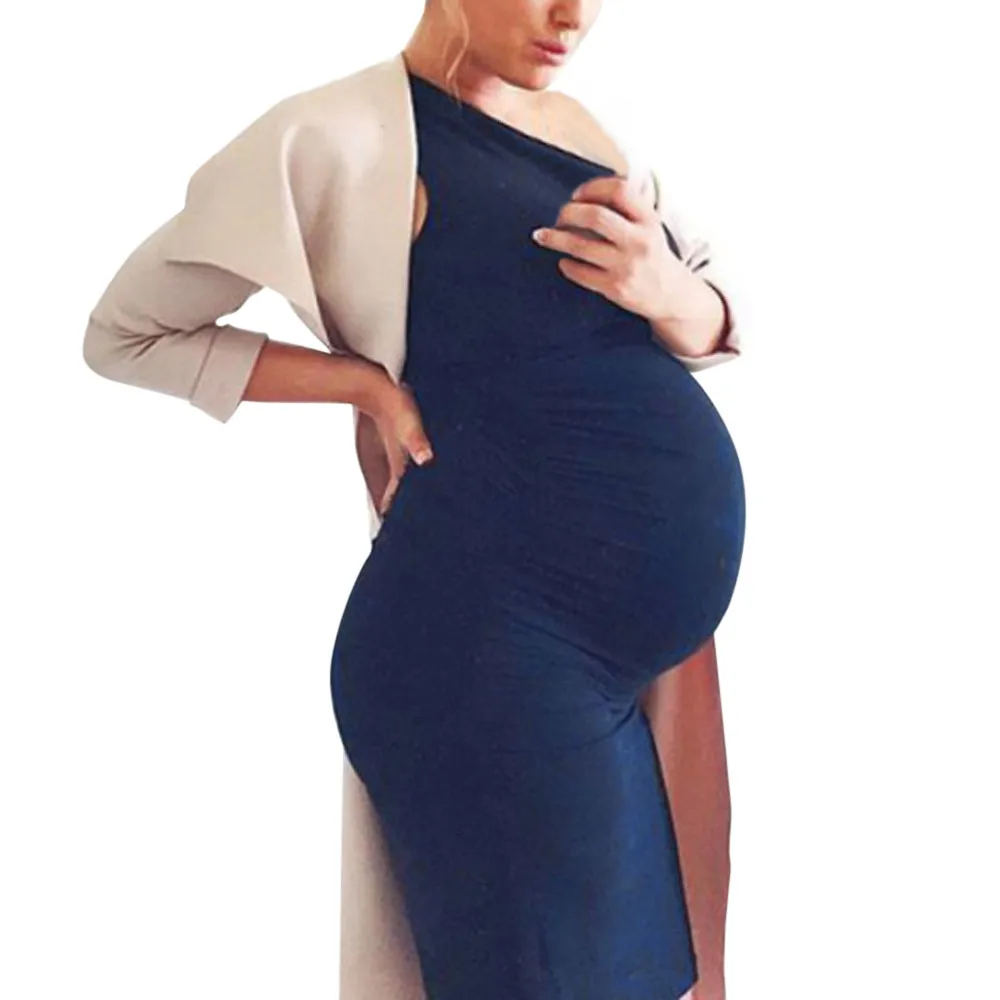 

2021 Maternity Dress Clothing Fashion Womens Pregnants O-neck Sleeveless Nursing Maternity Vest Dress Women Solid Color Dresses