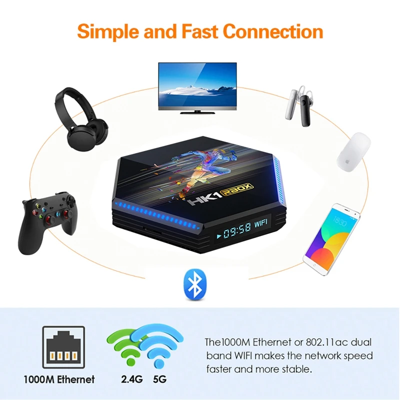 

HK1 RBOX R2 TV Box RK3566 Quad-Core Android 11 2.4G /5G Dual Band WiFi Bluetooth 4.1 Smart TV Box
