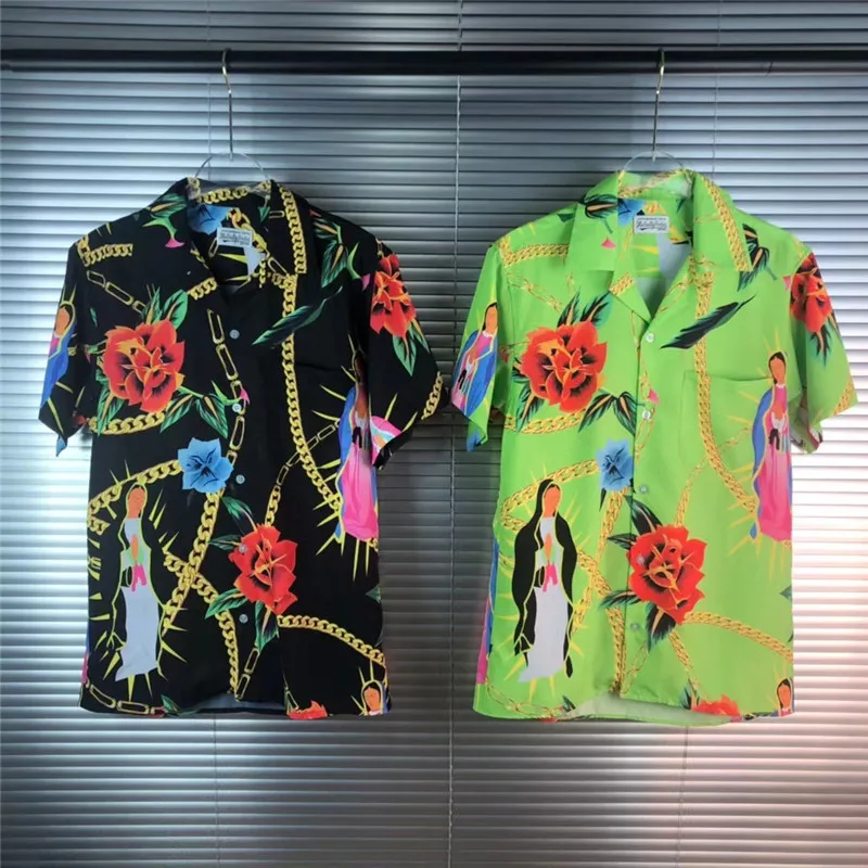 

Новая гавайская рубашка WACKO MARIA с цифровым принтом для мужчин и женщин, топ-версия 1:1, футболки, модная уличная одежда, рубашки