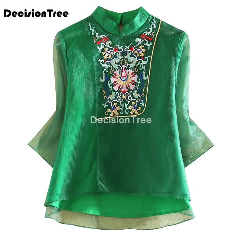 

2021 elegant retro chinese top women cheongsam tops embroidered qipao top traditional oriental classic hanfu qipao blouse