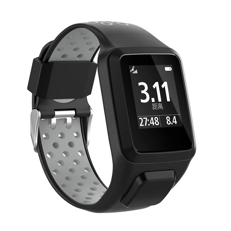 Силиконовый ремешок для часов браслет TomTom Runner 2/3 аксессуары умных черный + серый |
