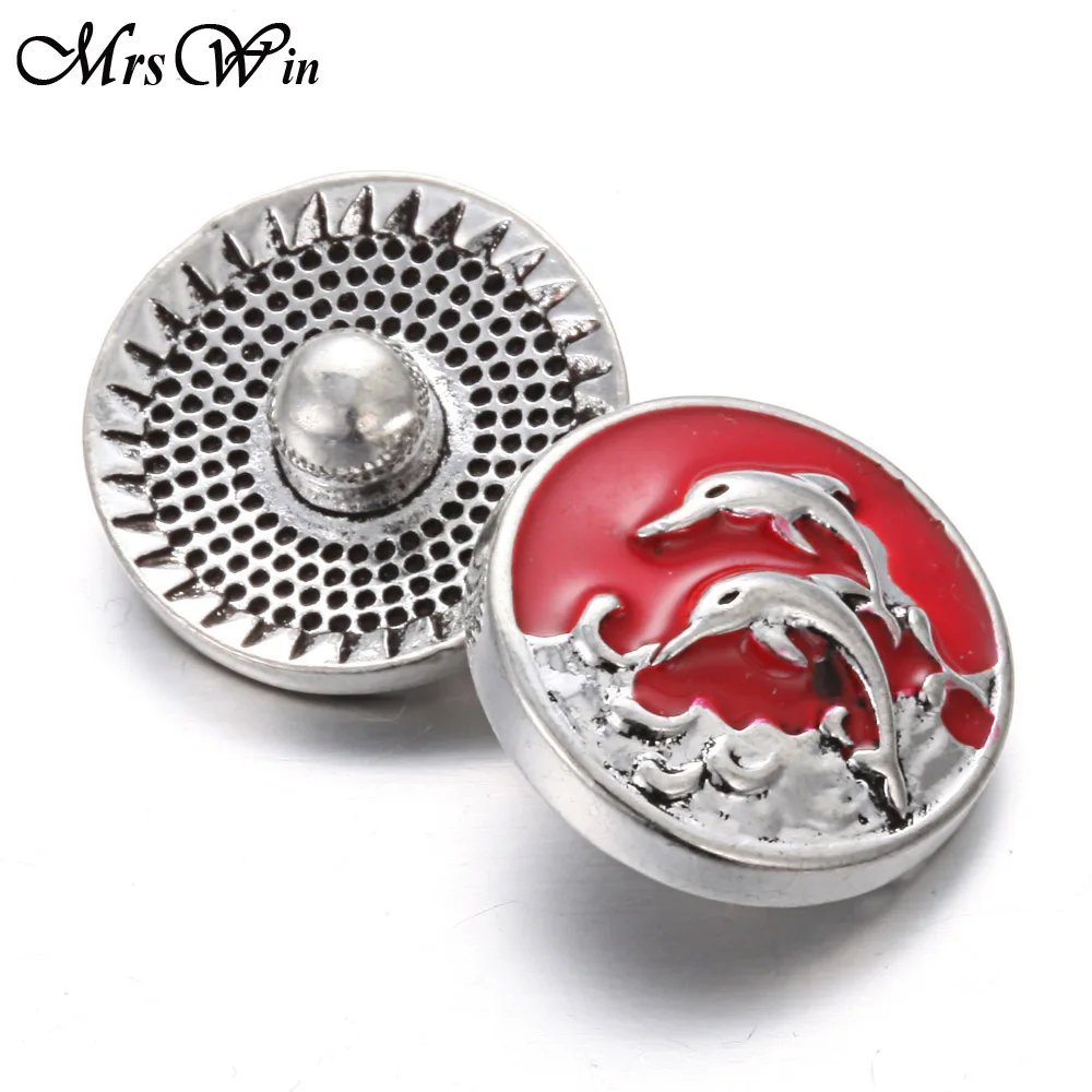 6 шт./лот романтические дельфин море 18 мм металлическая кнопка наручные часы для