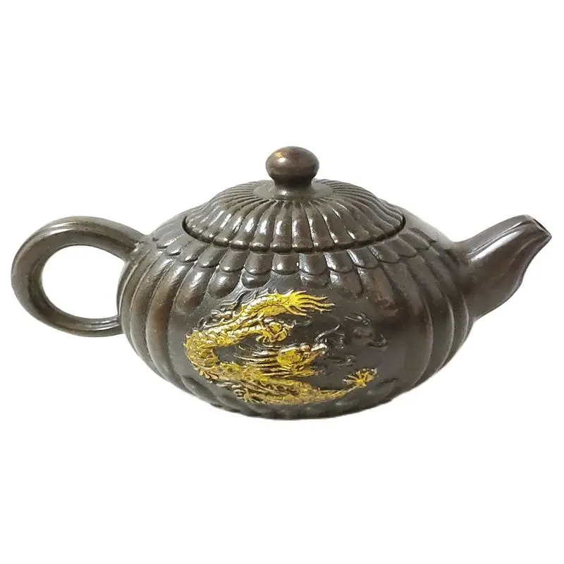 

Китайский античный медный позолоченный горшок с тыквой