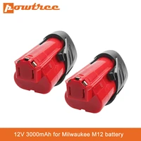 powtree 12v 3 0ah li ion battery for milwaukee m12 power tool xc 48 11 2440 48 11 2402 48 11 2411 48 11 2401 c12 b c12b m12 b6