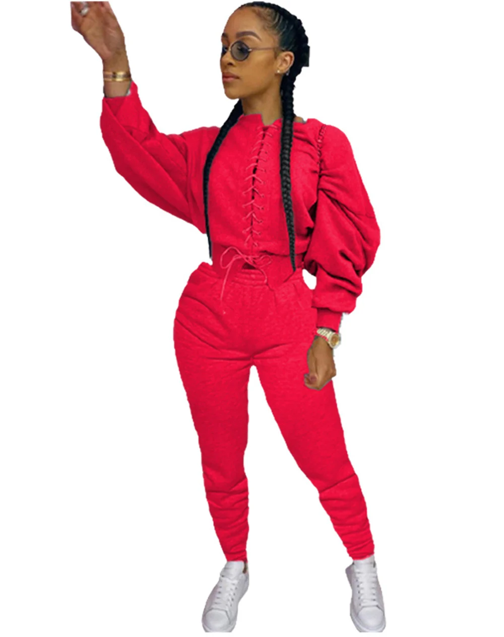 

Thick Women Tracksuit Long Sleeve Hoodie Long Pencil Pants Two Pieces Set for Women Solid Female Clothing Suit