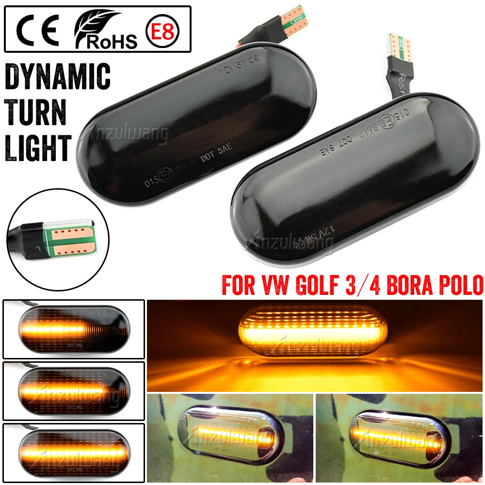 

For VW Golf 3 4 MK3 Jetta MK4 Bora Passat 3B Polo 6N 9N Sharan Vento Side Fender Warning Indicator LED Dynamic Turn Signal Light