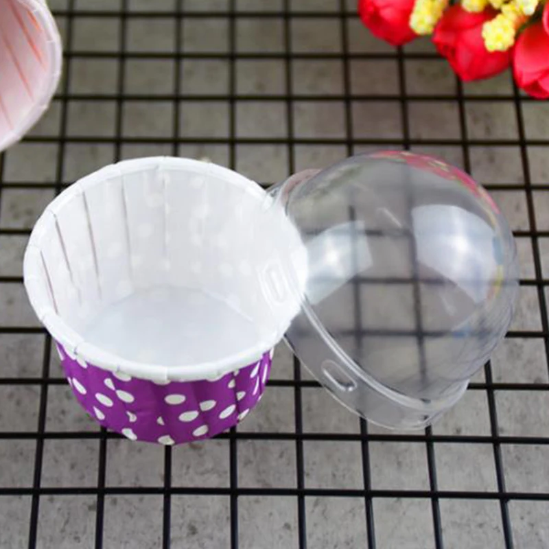100pcs Cupcake Transparent Lid Cover For Baking Cups Muffin Paper Cup Clear Cake Case Dome Holder Box Container | Дом и сад
