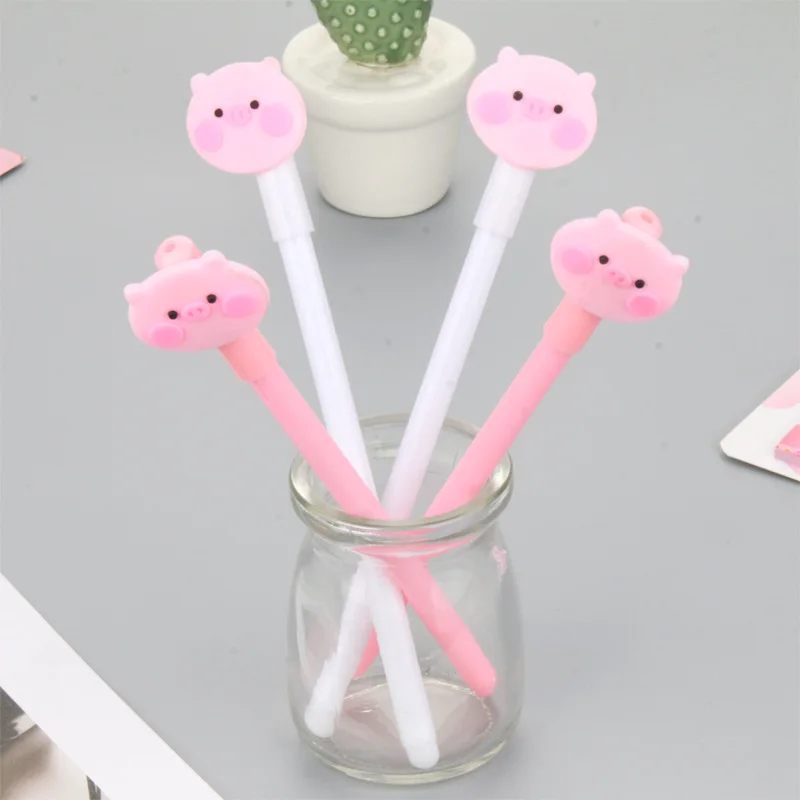 

50PCS Creative Stationery Cute Cartoon Pink Piglet Student Office Black Pen Signature Pen Kawaii School SuppliesGel Pens