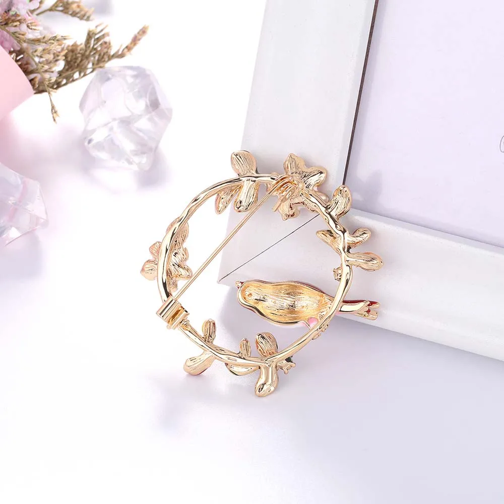 Корейская брошь венок с животными эмаль цветок отворот булавка броши шарф пряжка