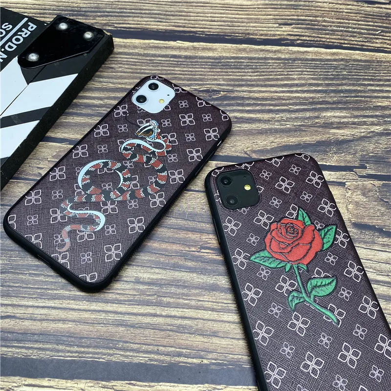 Luxury brand GG soft case for iphone 12 mini 11 pro x xs max xr 8 76 6s  plus SE 2 matte silicone phone cover snake coque fundas