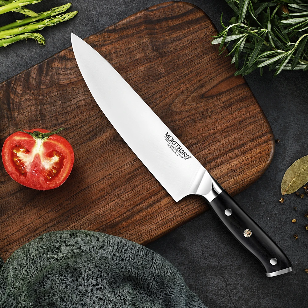 

Mokithand 8-дюймовые поварские ножи Германия 1.4116 сталь Высокоуглеродистый японский кухонный нож острый нож из нержавеющей стали для мяса мясниц...