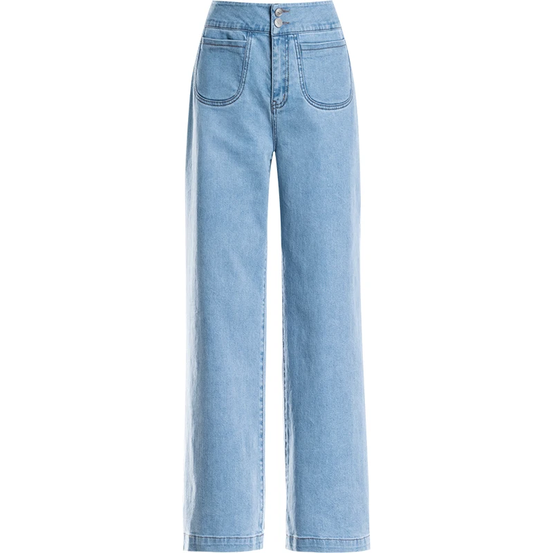 

Free Shipping women wide leg jeans high waist newest staight loose long pansts spring summer autumn casual lady trouser