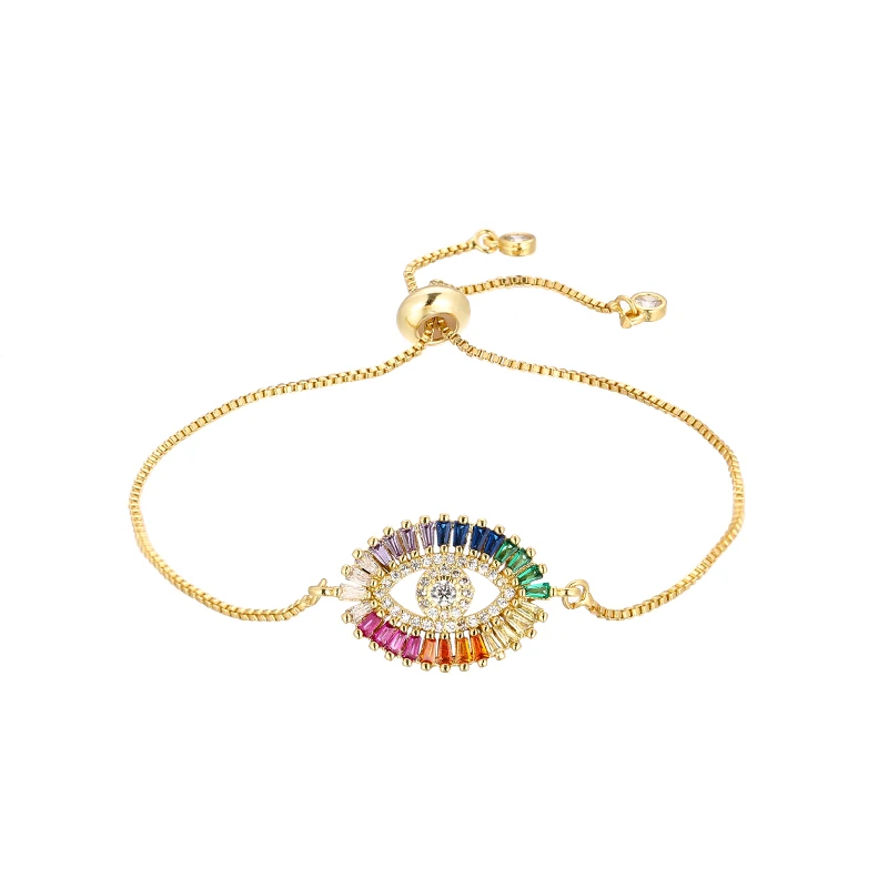 

fashion jewelry women's Devil's Eye bracelets jewelry gold cz zircon mama bracelet bangle adjustable chain bracelet for women