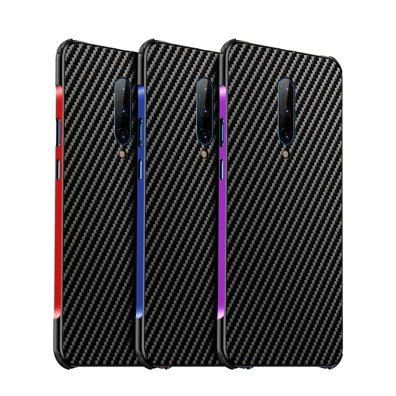 Чехол из углеродного волокна Oneplus 7 Pro PC + Алюминиевый металлический бампер чехол
