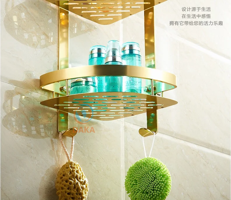 Аксессуары для ванной комнаты Модный золотой дизайн полка хранения шампуня и