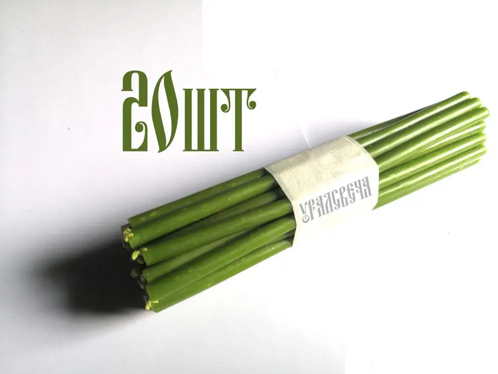 Свечи восковые ритуальные ЗЕЛЕНЫЕ (20шт и 20шт+ПОДАРОК)|Свечи| |