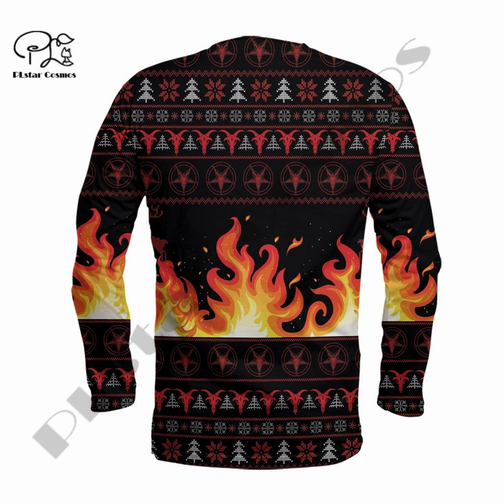 Новейшие Рождественские толстовки/свитшоты унисекс PLstar Cosmos 3 с принтом сатаны