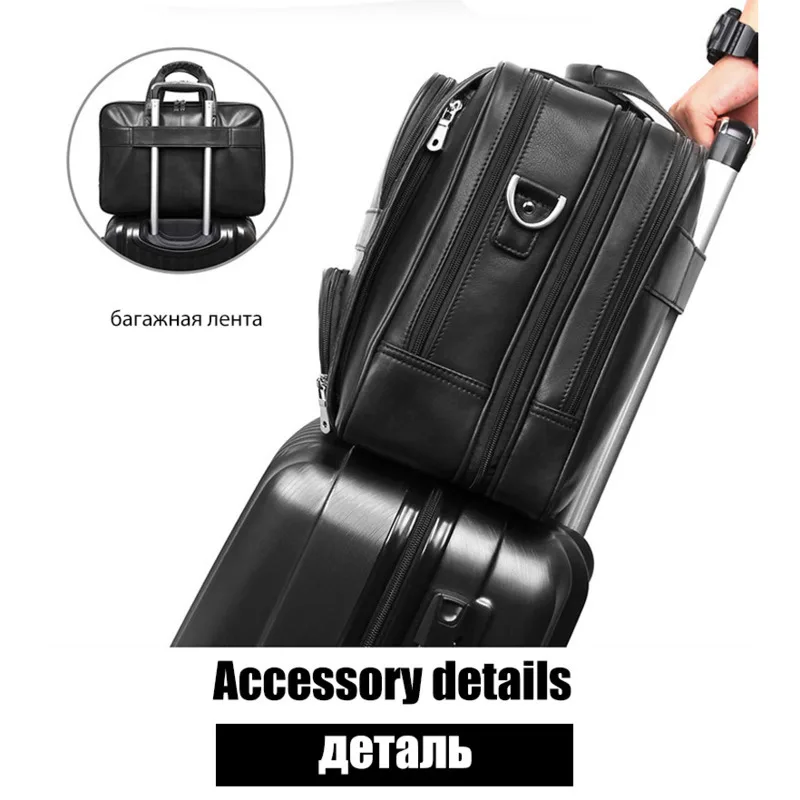 New Men Computer Handbag 100% Real Leather Laptops Large Capacity Travel Briefcase Business 17 Inch Laptop Attache Messenger Bag