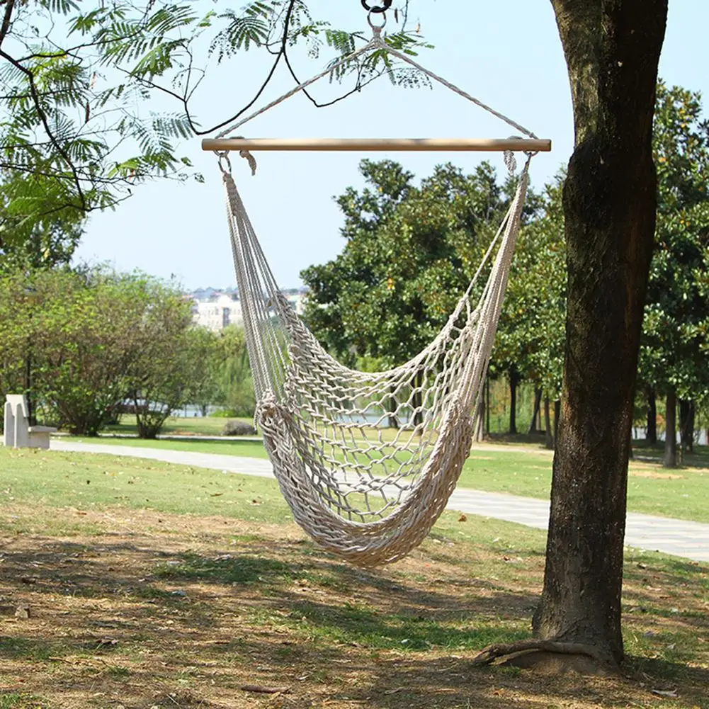 

Handmade Hanging Cotton Rope Hammock Chair Patio Porch Bedroom Backyard Indoor Outdoor Swing Chair Seat