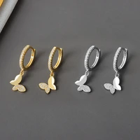 sipengjel fashion cubic zircon cute butterfly hoop earrings creativity simple dangle drop earrings for women jewelry 2022
