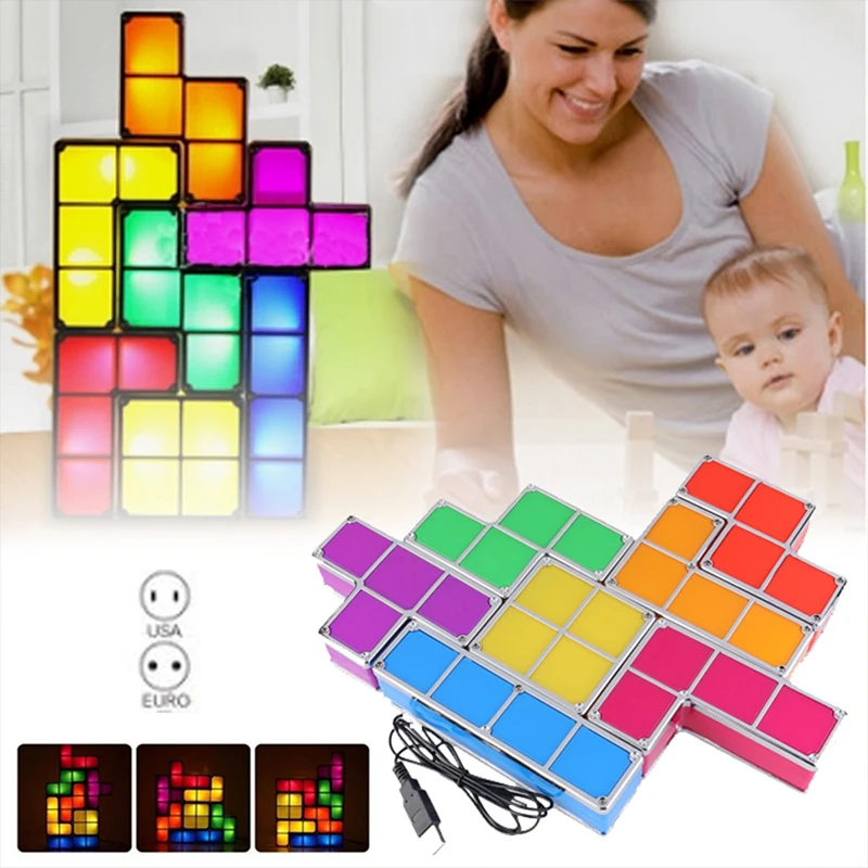 

LED Light Night Light Night Lamp DIY Constructible Decorate Creative Energy Saving Stackable Tetris Block