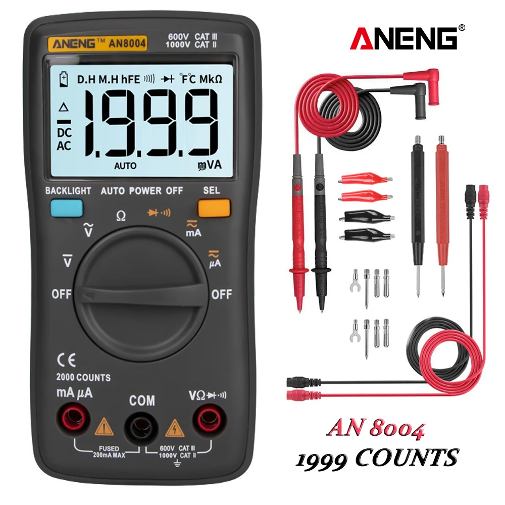 

ANENG AN8004 Higital Universal Mete High-precision AC/DC Ammeter Volt Ohm Tester Meter Multimetro Transistor Capacitor Tester