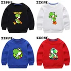 Детские толстовки Yoshi Super ударопрочные Мультяшные забавные детские толстовки хлопковый пуловер для малышей Топы осенняя одежда для девочек и мальчиков