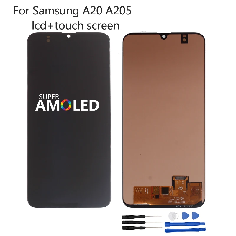 Дисплей Amoled для Samsung A20 A205 дисплей замены A205F ЖК-дисплей запчасти телефонов |