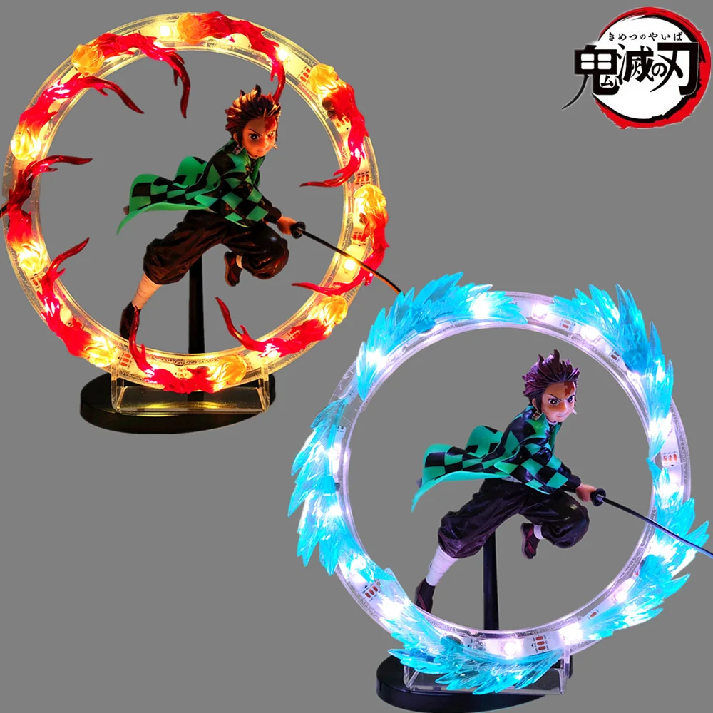 Demon Slayer Anime Tanjirou Fire Water Circle Led Scene PVC Action Figure Toy 200mm Kimetsu no Yaiba Figurine Toys | Игрушки и хобби