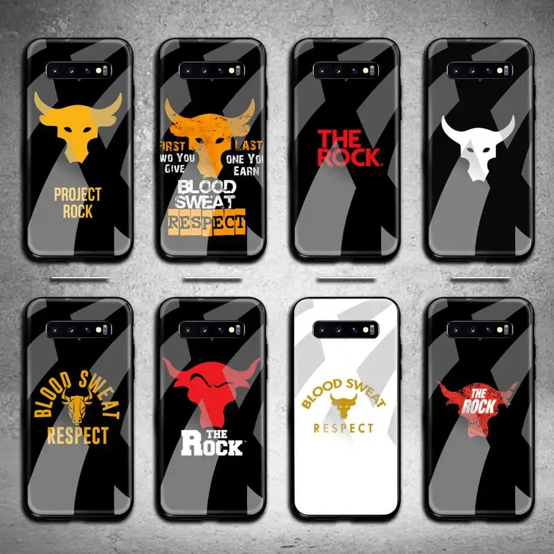 

UA PROJECT ROCK Phone Case Tempered Glass For Samsung S20 Plus S7 S8 S9 S10 Plus Note 8 9 10 Plus