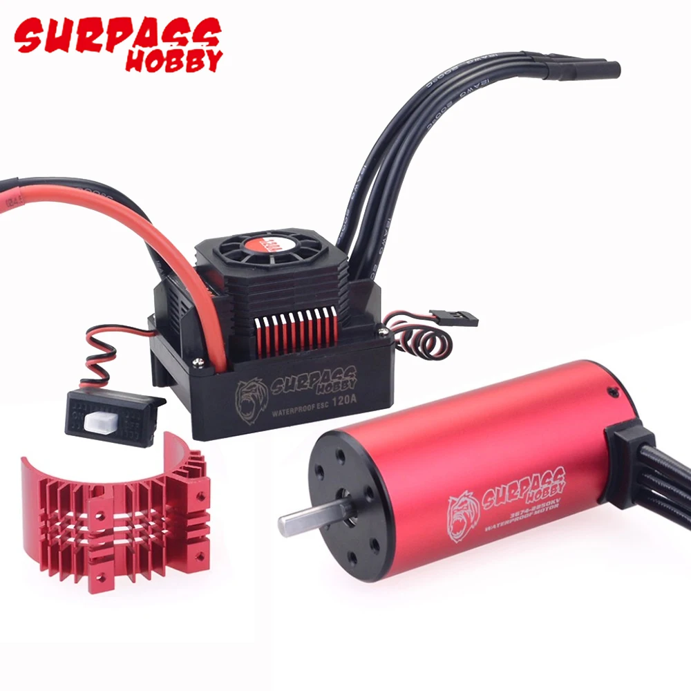 Бессенсорный бесщеточный двигатель Surpass Hobby 3670 2650KV 3-6S с 120A водонепроницаемый ESC