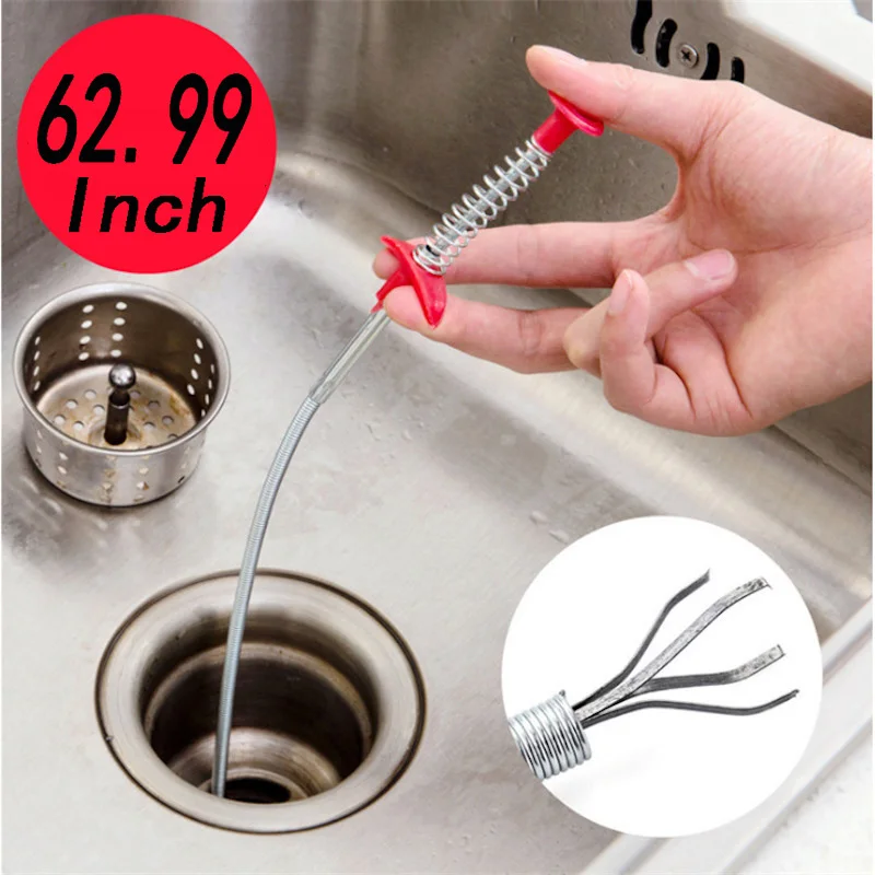 

Drain Snake, Drain Cleaner Sticks Clog Remover Cleaning Tools 160cmInch Spring Pipe Dredging Tools Household for Kitchen Sink