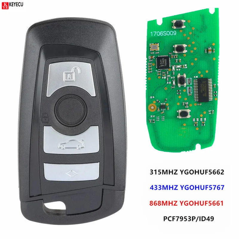 Keyecu умный дистанционный ключ с 4 кнопками для BMW F Chass 5 7 Series FEM/BDC CAS4 + 315 МГц YGOHUF5662 434