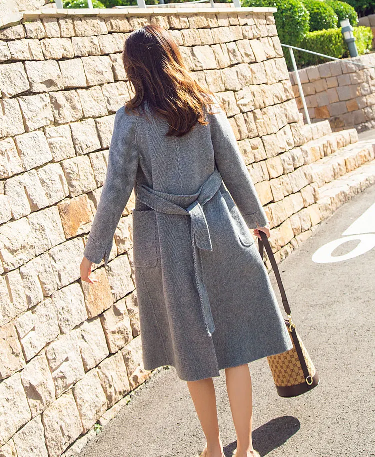 Новое Трендовое женское Шерстяное кашемировое пальто длинная куртка верхняя